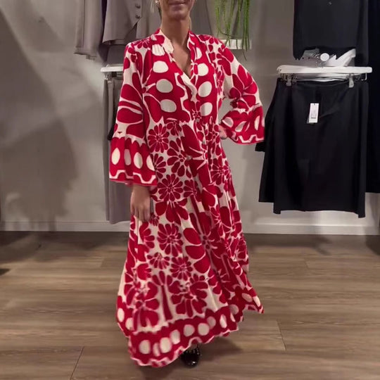 Damen Maxikleid mit floralem Muster und weitem Schnitt EB