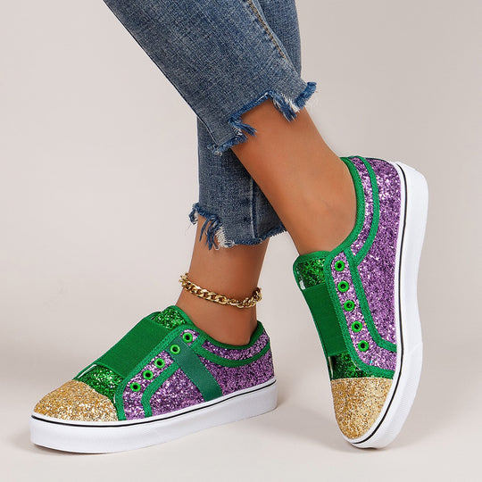 Damen Glitzernde Sneaker mit elastischem Fersenriemen und modischem Design EB
