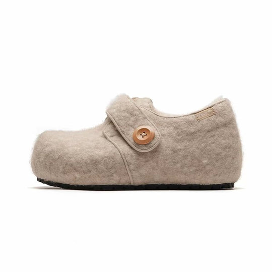 Damen Bequeme Lederschuhe mit modischer Knopfdetail EB