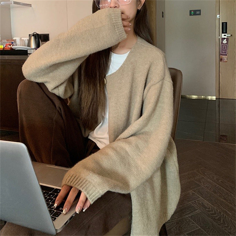 Damen Oversized Strickjacke mit sanften Texturen und offenen Fronten EB