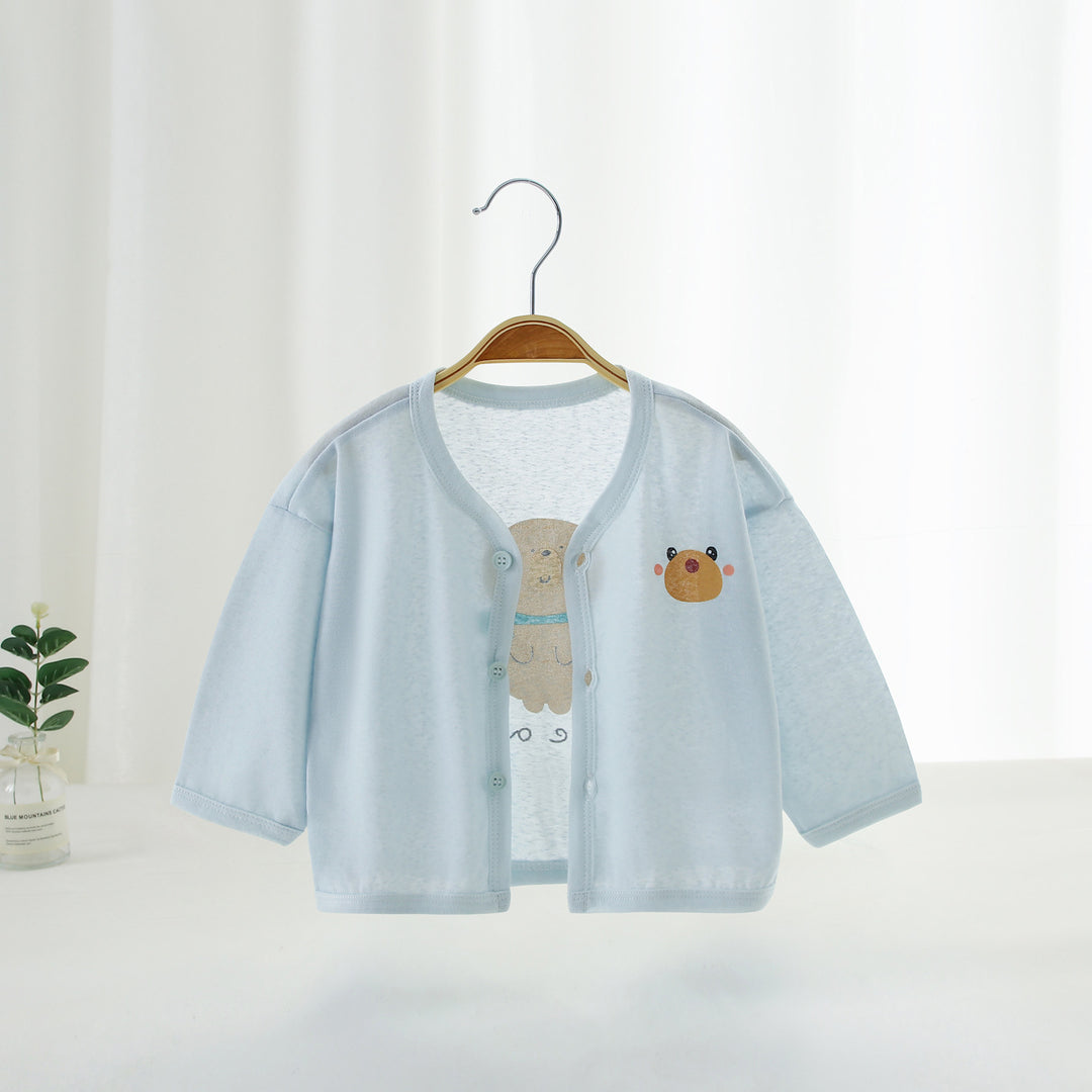 Unisex nan atmungsaktiver Baumwolle Baby Kimono Cardigan mit vorderen Druckknöpfen EB