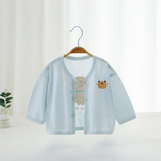 Unisex nan atmungsaktiver Baumwolle Baby Kimono Cardigan mit vorderen Druckknöpfen EB
