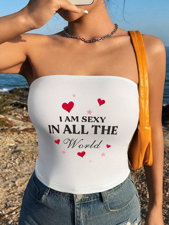 Damen Bandeau-Top mit maritimen Motiv und elastischem Material EB
