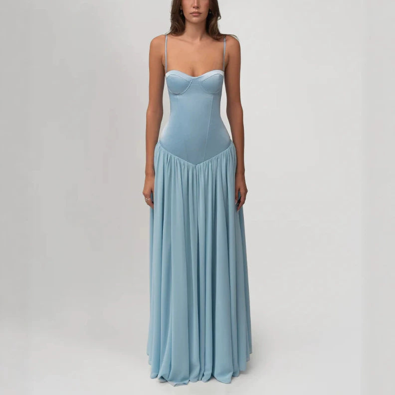 Damen nan modellierendes Bustier-Abendkleid mit vorgeformter Miederkonstruktion und weitfallendem Chiffon-Tellerrock EB