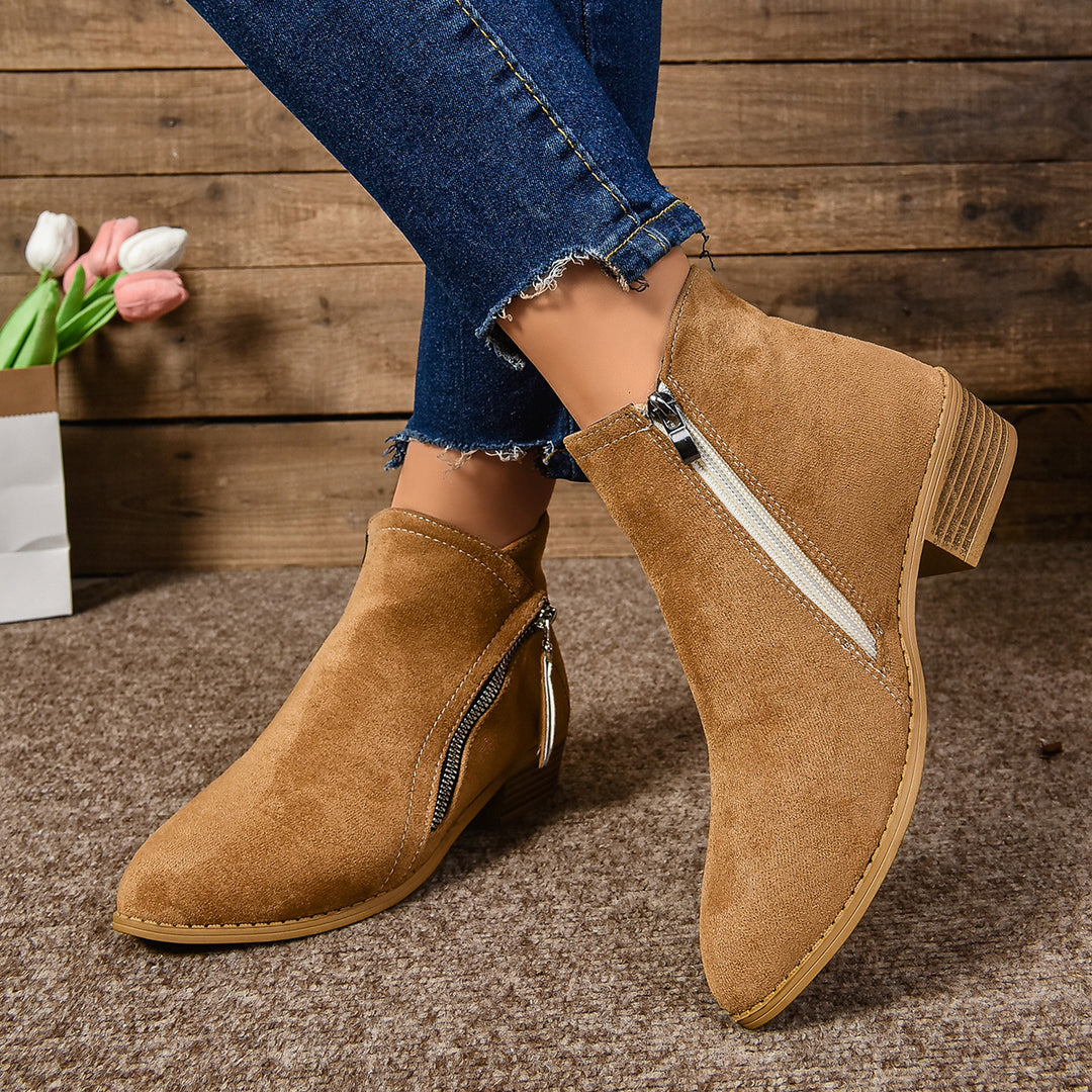 Damen Elegante Stiefeletten mit modischem Reißverschluss EB