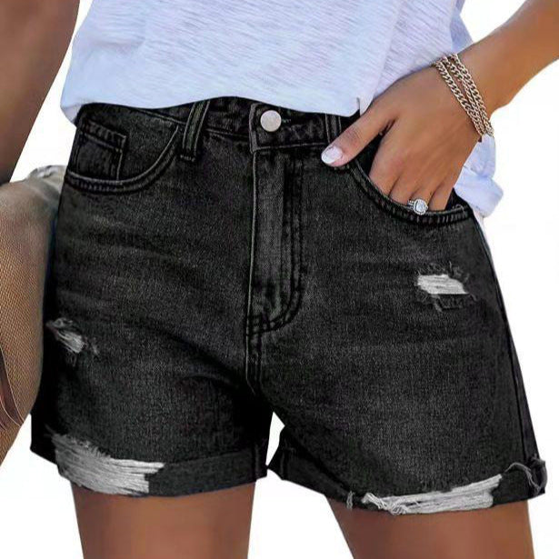 Damen Denim-Shorts im modischen Destroyed-Look mit lässigem Schnitt EB