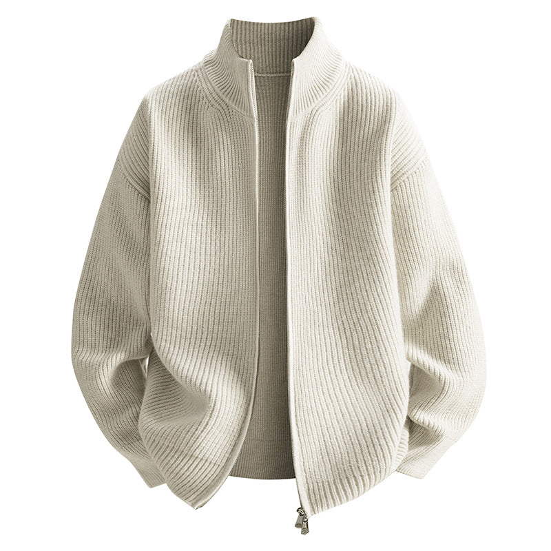 Damen modische Strickjacke mit hohem Kragen und Reißverschluss EB