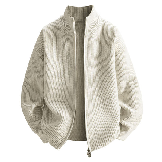 Damen modische Strickjacke mit hohem Kragen und Reißverschluss EB
