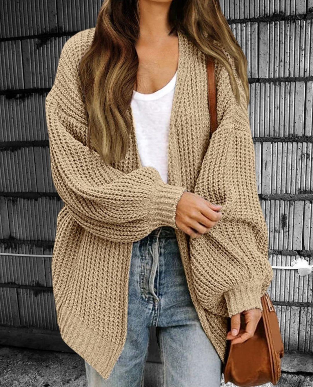 Damen Grobstrickjacke mit oversized Schnitt und lässigem Design EB