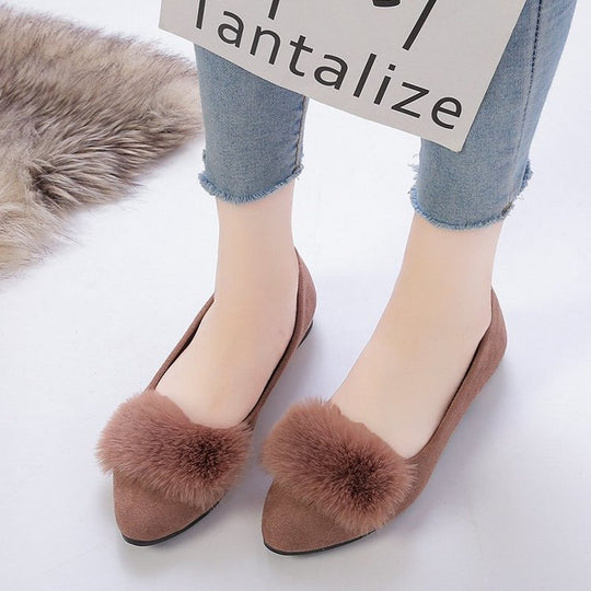 Damen Ballerinas mit dekorativem Pelzdetail EB