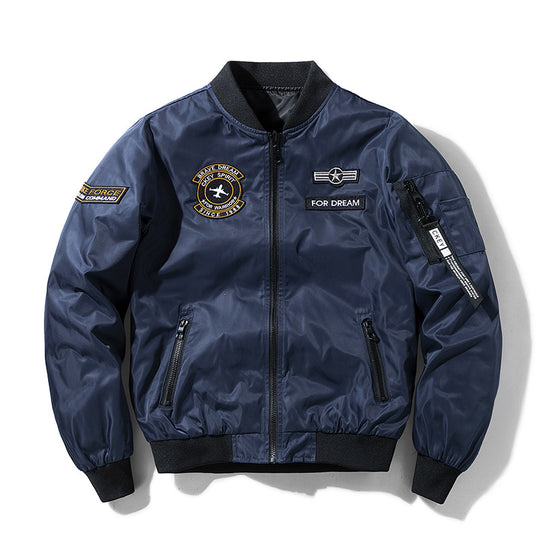 Men's  military-inspired bomber jacket with embroidered mission patches EB