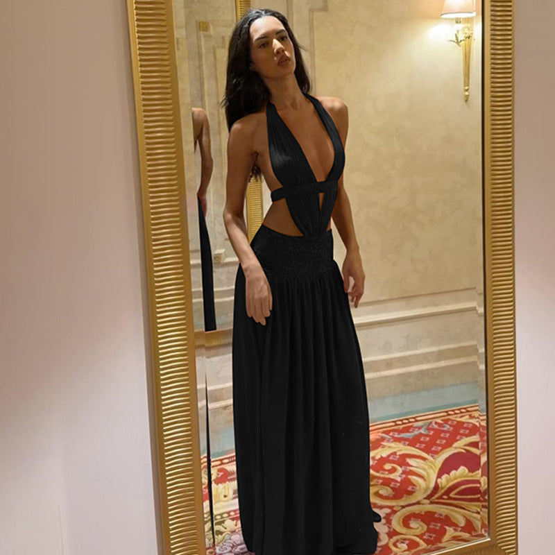 Damen Elegantes Abendkleid mit tiefem Ausschnitt und seitlichen Cut-Outs EB