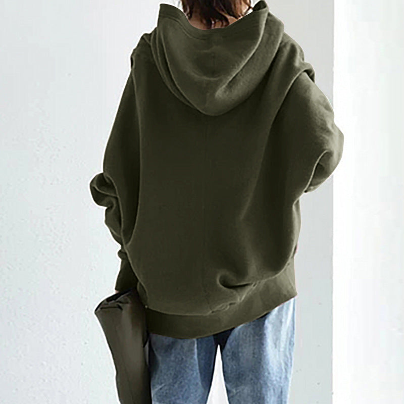Damen nan übergroße Kapuzenjacke mit Reißverschluss und Kängurutasche aus flauschigem Fleece EB