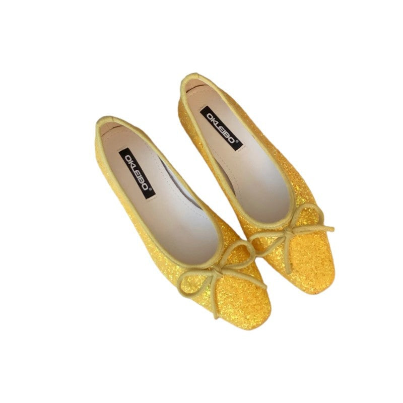Damen Glitzernde Ballerinas mit eleganter Schleife und komfortabler Innensohle EB
