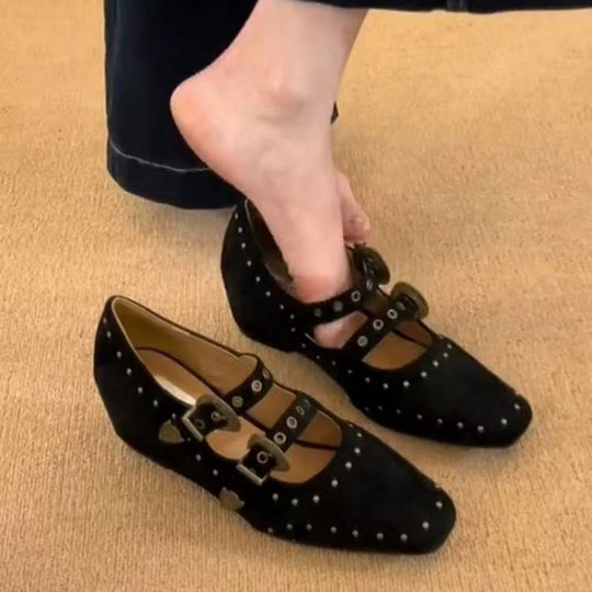 Damen elegante Riemchenpumps mit modischen Schnallen EB
