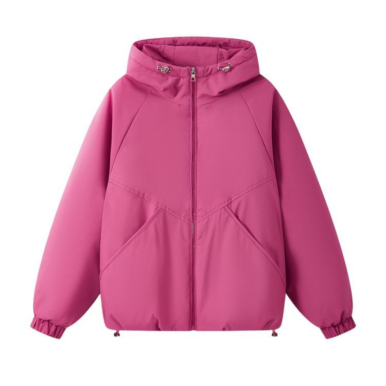 Damen Leicht wattierte Kapuzenjacke mit Raglanärmeln, elastischen Bündchen und verstellbarem Saum EB