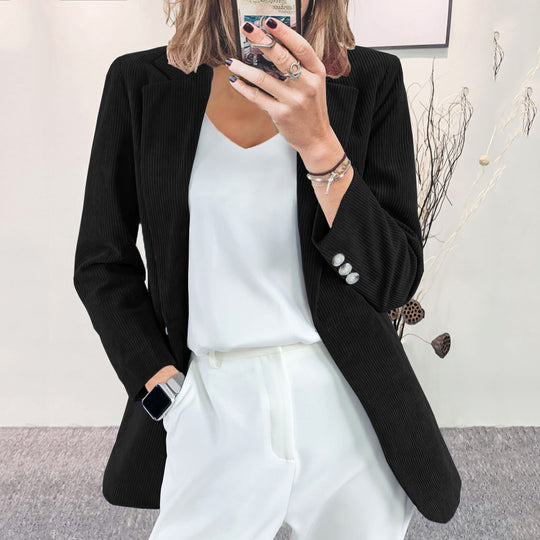 Damen elegante Blazerjacke mit Streifenmuster und modernem Schnitt EB