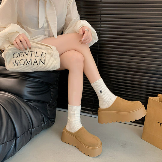 Damen Komfort Clogs mit dickem Plateau und weichem Obermaterial EB