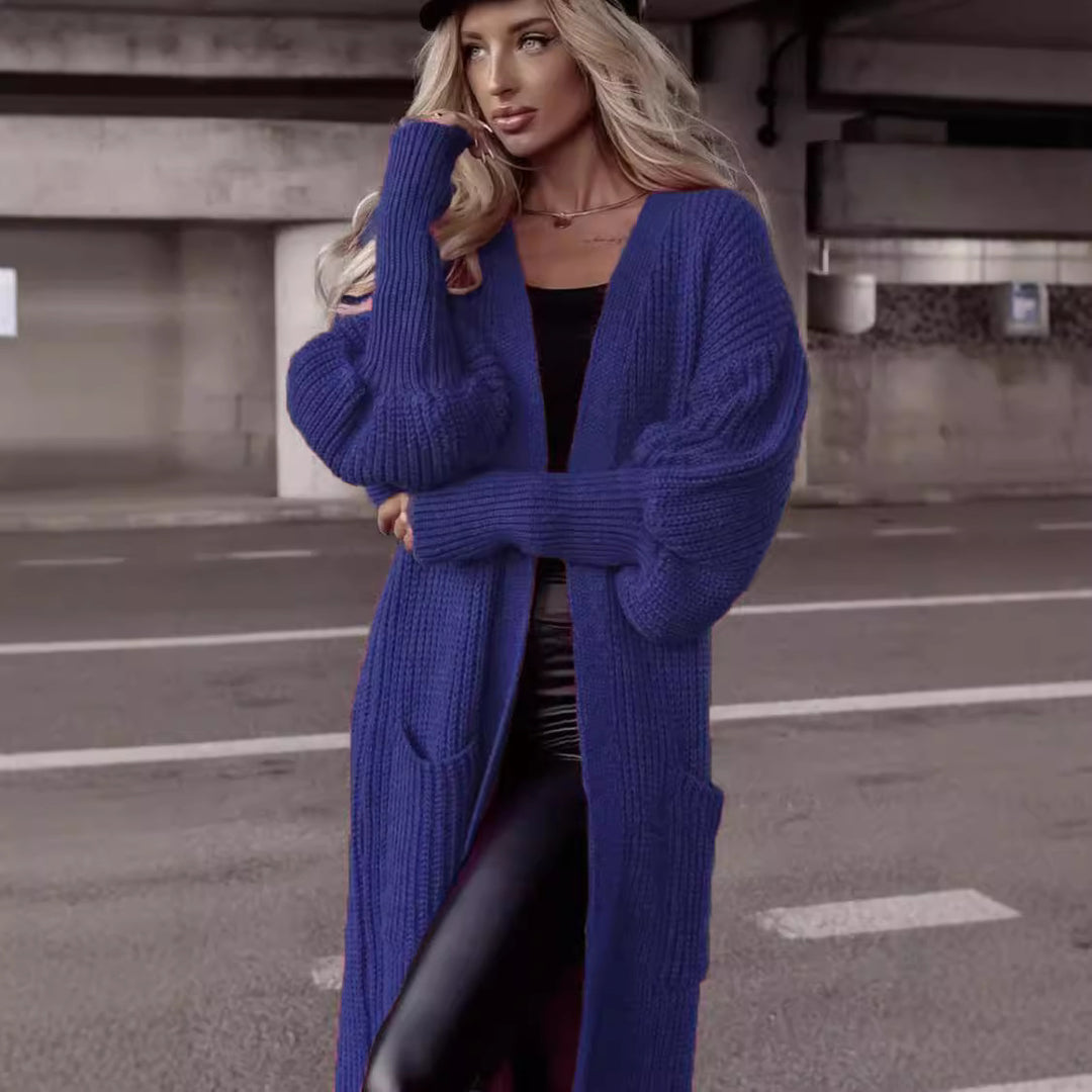 Damen Grobstrick-Cardigan mit tiefen Taschen und lässigem Oversized-Schnitt EB