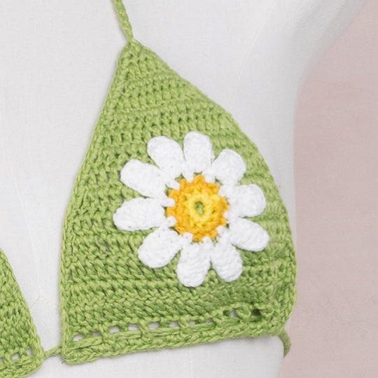 Damen Häkel-Bikini Oberteil mit floralen Motiven EB