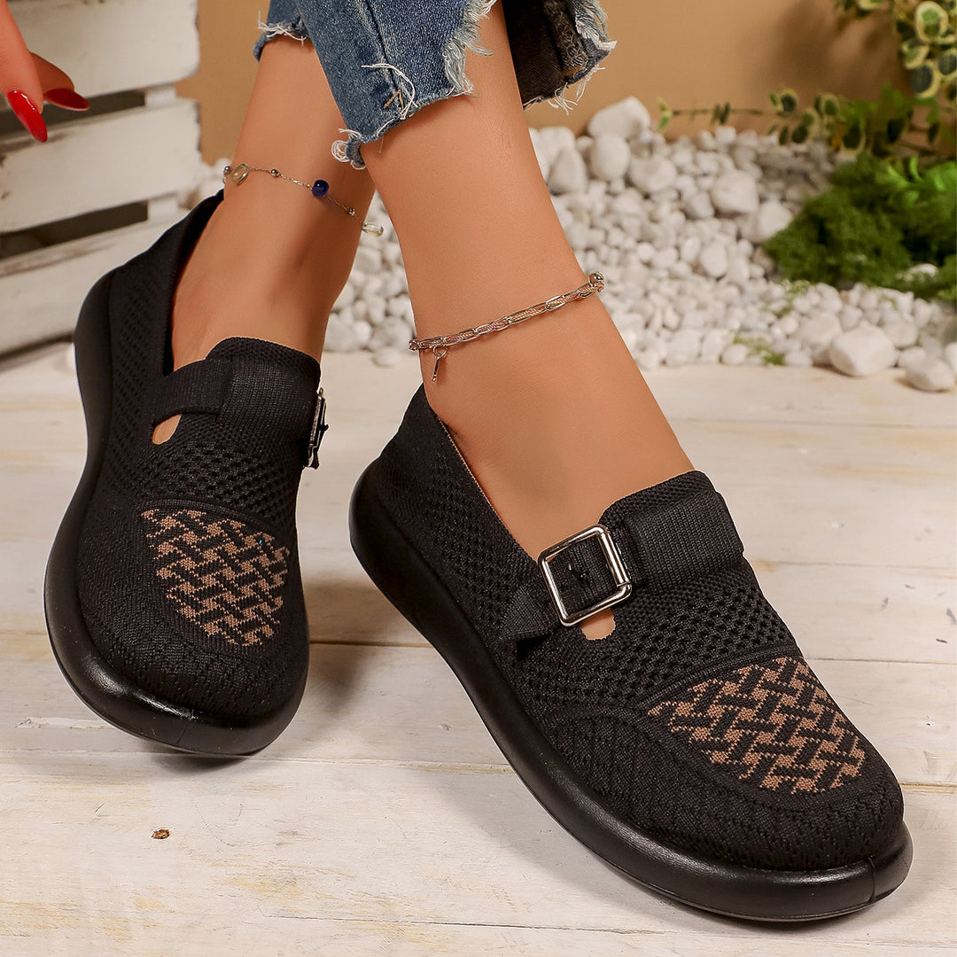 Damen Komfortable Slip-On Sneakers mit modischem Riemendesign EB