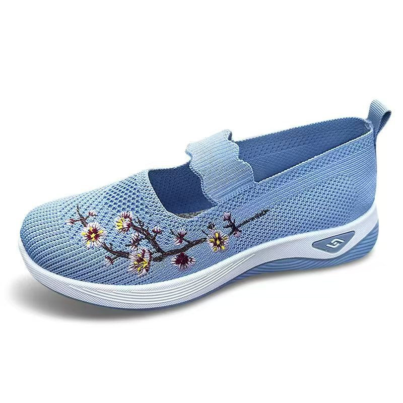 Damen modische Stoffschuhe mit elastischem Riemen und floralem Design EB