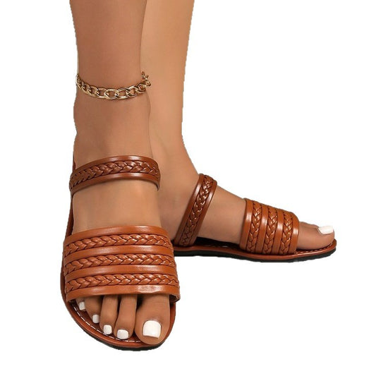 Damen Komfortable Riemchensandalen mit geflochtenem Design EB