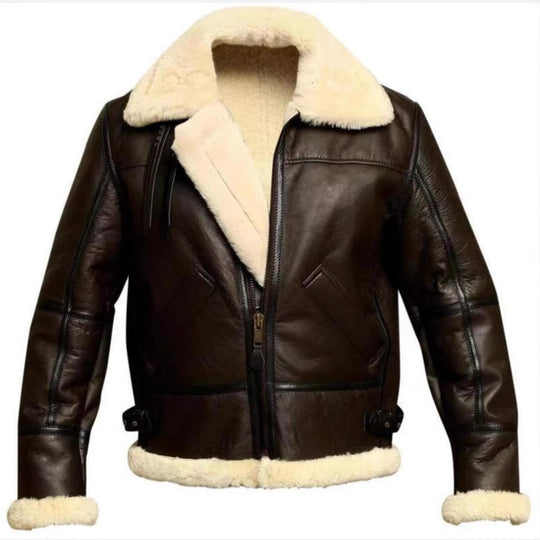 Herren Lammlederjacke mit weichem Teddyfutter EB