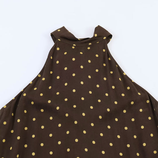Damen Maxikleid mit elegantem Volant und modernem Punkdesign EB