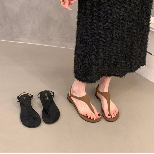 Damen Zehentrenner-Sandalen mit verstellbarem Riemen und rutschfester Sohle EB
