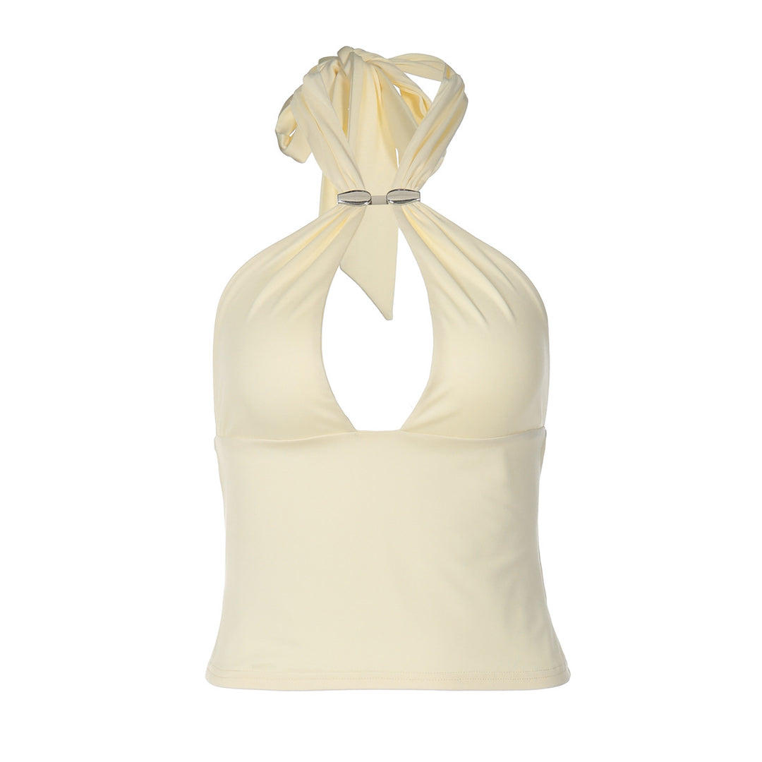 Damen Top mit raffiniertem Halterneck-Design und eleganter Schnalle EB