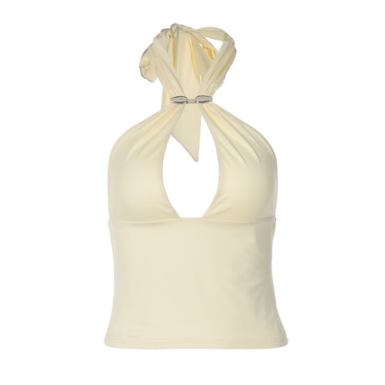 Damen Top mit raffiniertem Halterneck-Design und eleganter Schnalle EB