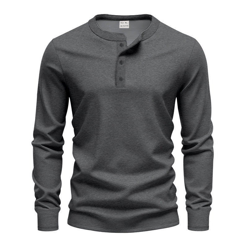 Herren nan tailliertes Langarm-Henleyshirt mit Stehkragen, feinem Baumwollstretch und Rippbündchen EB
