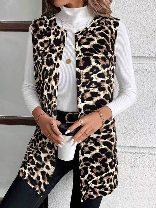 Damen Mode Weste mit Leopardenmuster EB