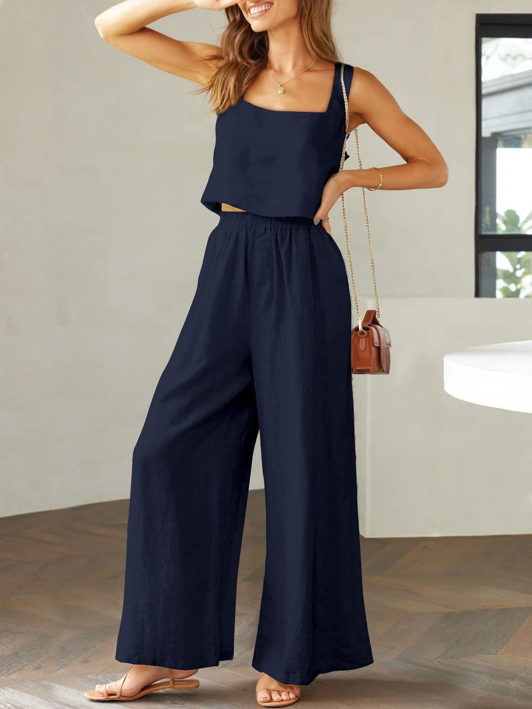 Damen luftiges Zwei-teiliges Ensemble mit lockerem Schnitt EB