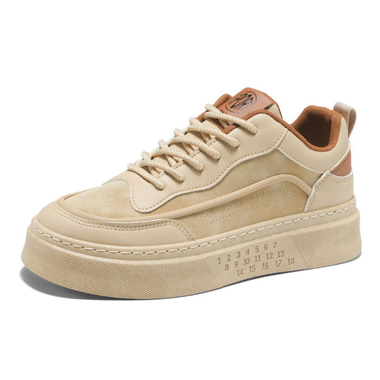 Damen modische Sneakers mit erhöhtem Plateau und robustem Leder EB