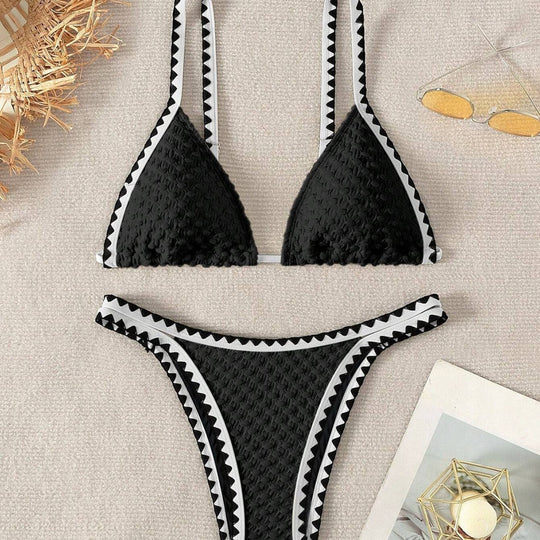 Damen Triangel-Bikini mit raffiniertem Häkelmuster EB