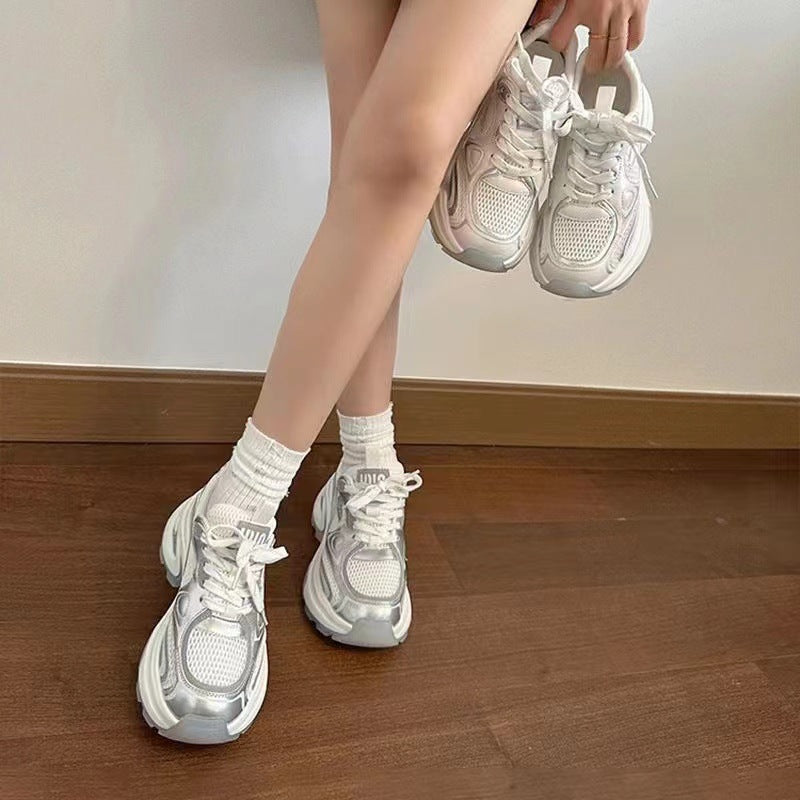 Damen modische Sneakers mit atmungsaktivem Mesh und gepolsterter Laufsohle EB