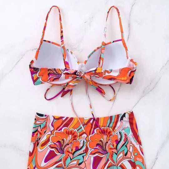 Damen Zweiteiliges Bikini-Set mit hochgezogenem Höschen und verstellbaren Trägern EB