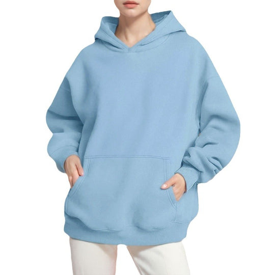 Damen nan lockerer Kapuzenpullover aus French Terry mit tiefer Schulterpassform und Kängurutasche EB