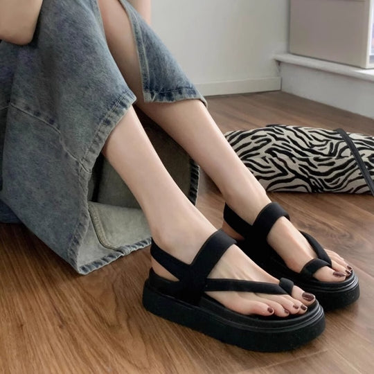Damen komfortable Sandalen mit doppellagigem Riemendesign und rutschfester Sohle EB