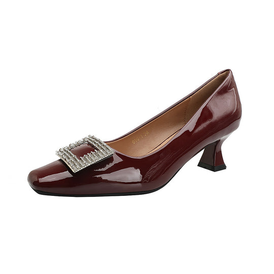 Damen elegante Pumps mit funkelnder Strassschnalle EB