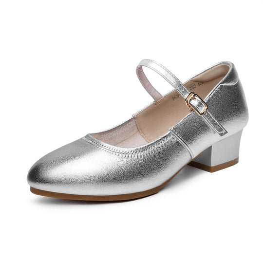 Damen elegante Mary Jane Schuhe mit verstellbarem Riemen und Blockabsatz EB