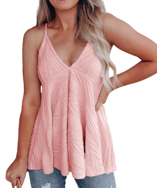 Damen lässiges Volant-Top mit V-Ausschnitt EB
