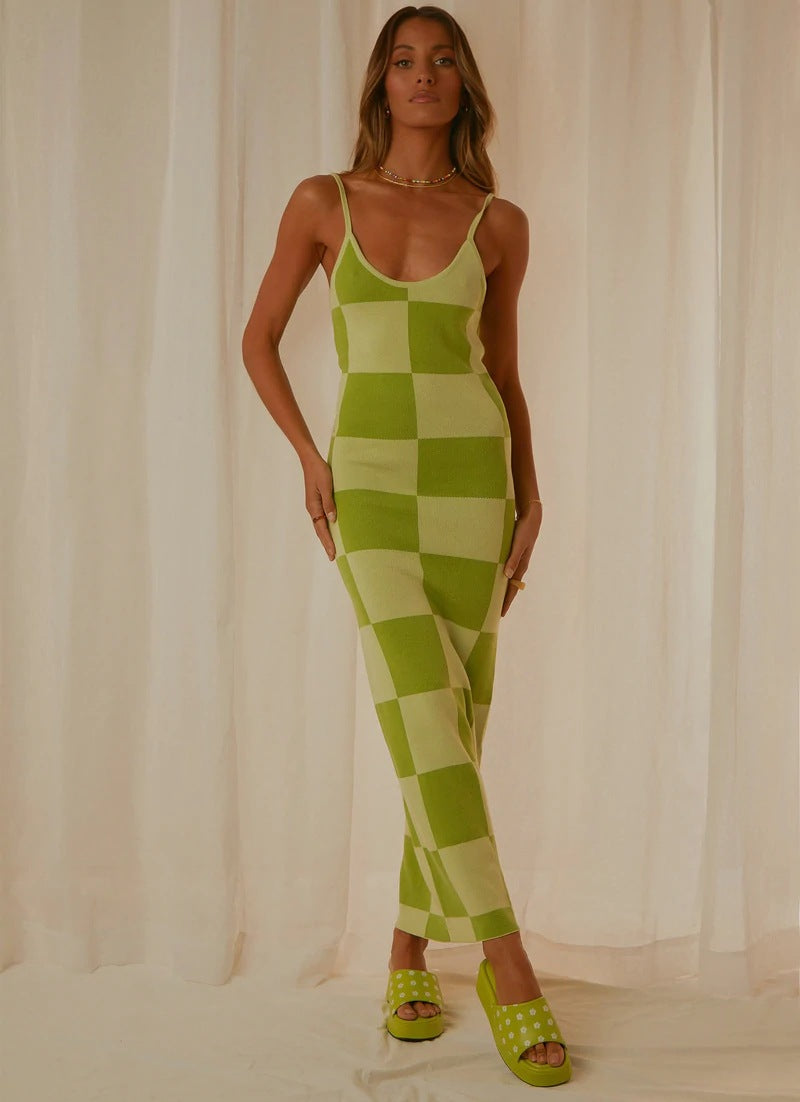 Damen Designer-Midi-Kleid mit stilvollem Grafikmuster EB