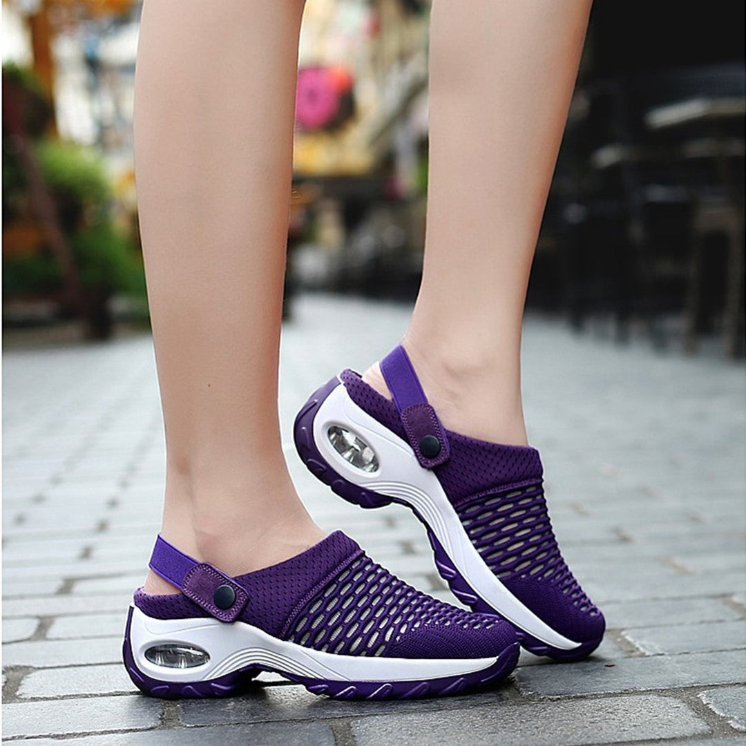 Damen  atmungsaktive Mesh-Clogs mit luftgepolsterter Dämpfungssohle und verstellbarem Fersenriemen EB
