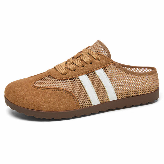 Damen nan atmungsaktive Slip-On Mule-Sneaker mit Mesh-Oberteil und Velourslederbesatz EB