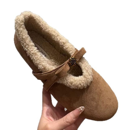 Damen Kuschel-Hausschuhe aus weichem Fleece mit dekorativem Riemchen EB