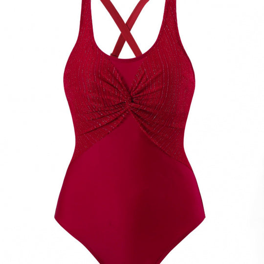 Damen Einteiler Badeanzug mit elegantem Wickeldesign EB