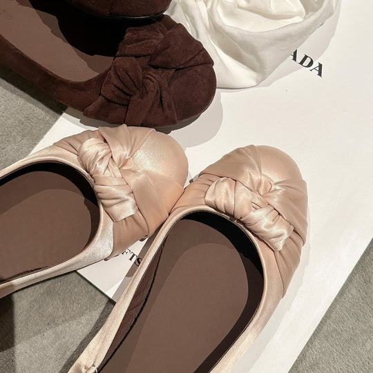 Damen Ballerinas mit weich gepolstertem Futter und eleganter Schleife EB
